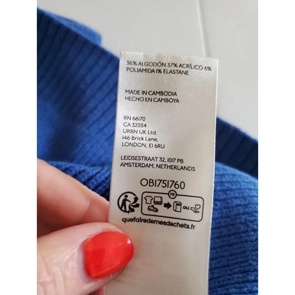 Free People Easy Street Sweater Vest Cobalt Blue Ribbed V-Neck XS OB1751760 - Picture 4 of 11